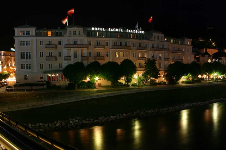 Hotel Sacher Salzburg at night