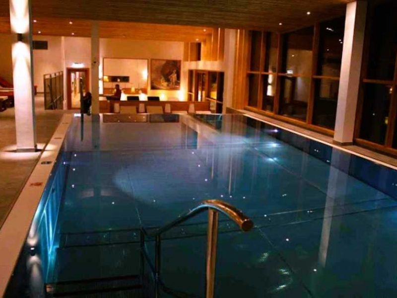 The indoor pool in the Sky Spa of the Erzherzog Johann Hotel in Bad Aussee