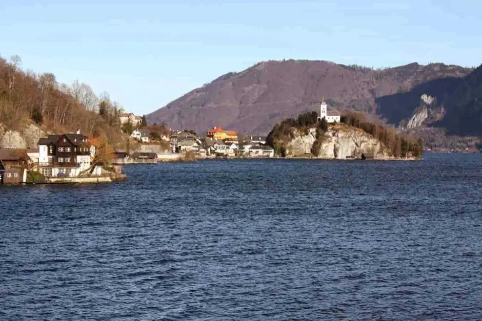 Traunkirchen is located on a peninsula in the lake