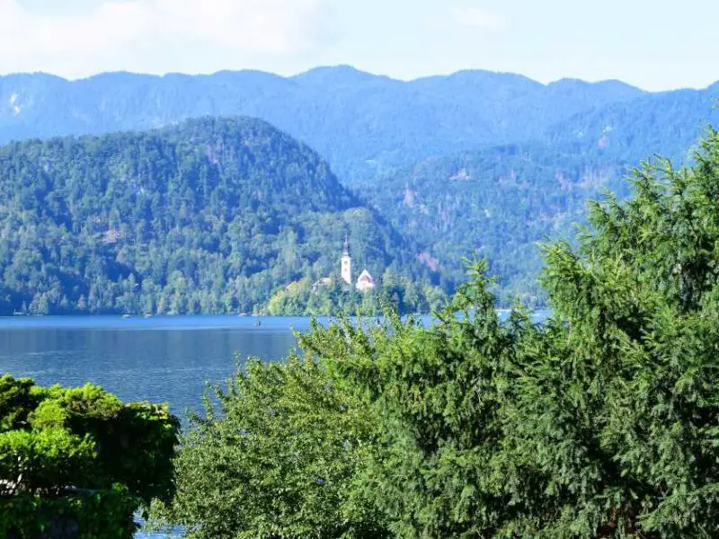 View of Lake Bled from the campsite