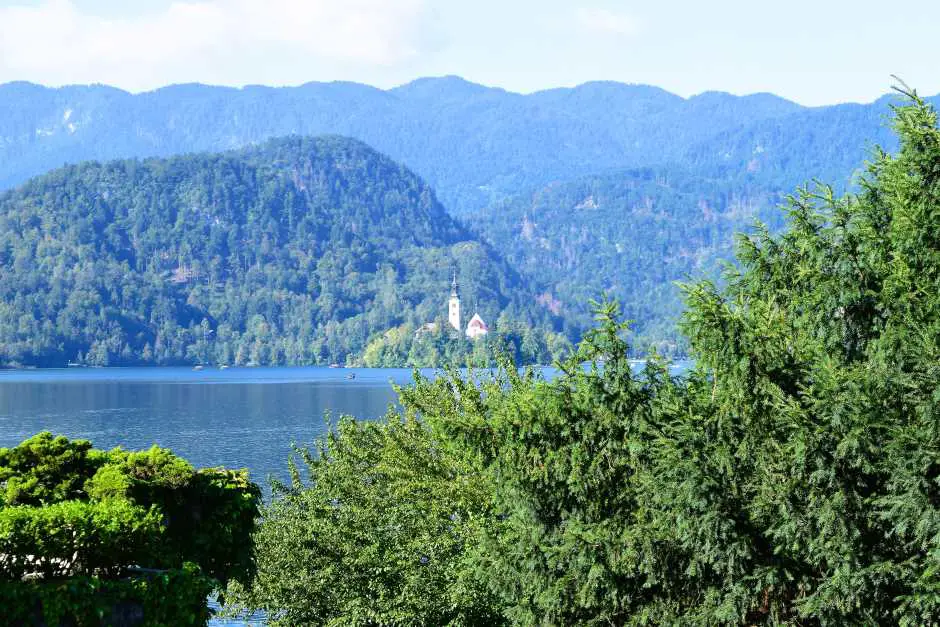 View of Lake Bled from the campsite