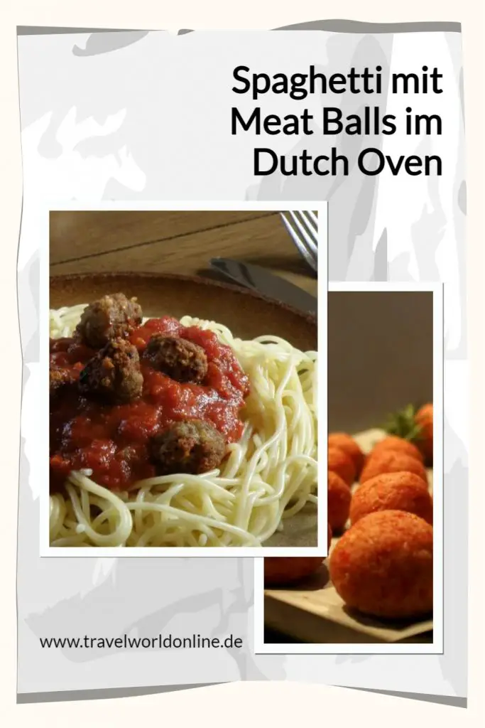 Spaghetti with meatballs in a Dutch oven