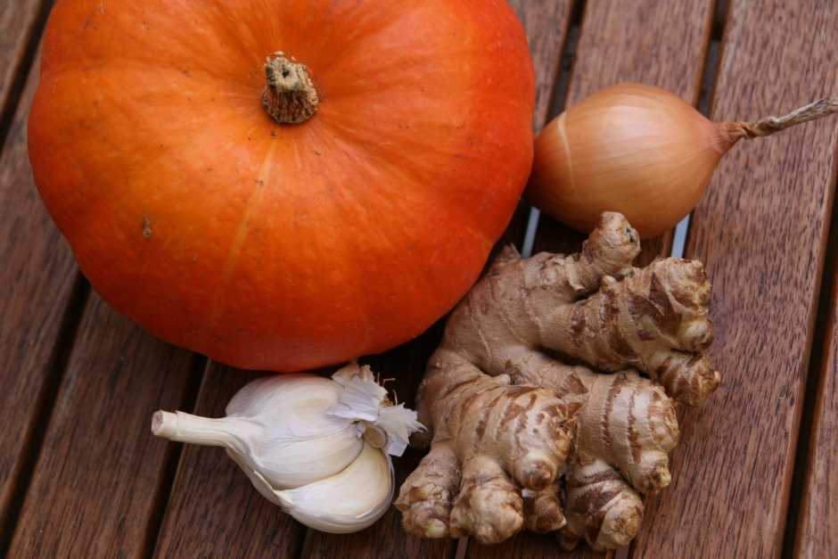 Ingredients for the pumpkin soup recipe