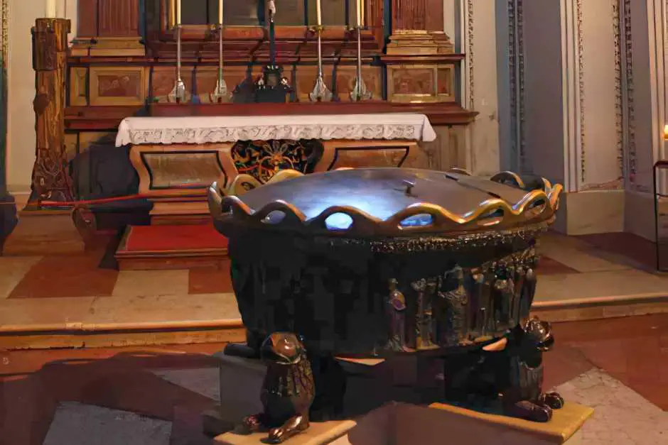 The baptismal font in the cathedral of Salzburg