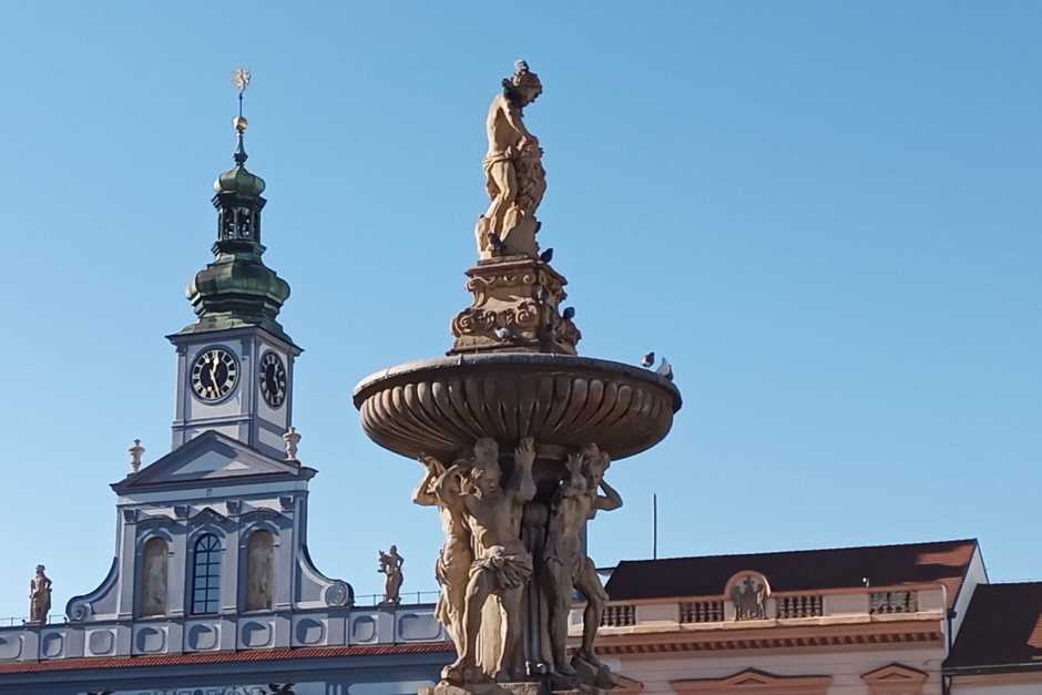 Samson fountain in České Budějovice