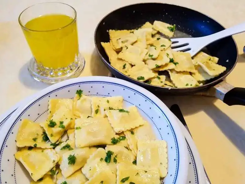 Porcini mushroom ravioli in garlic butter sauce