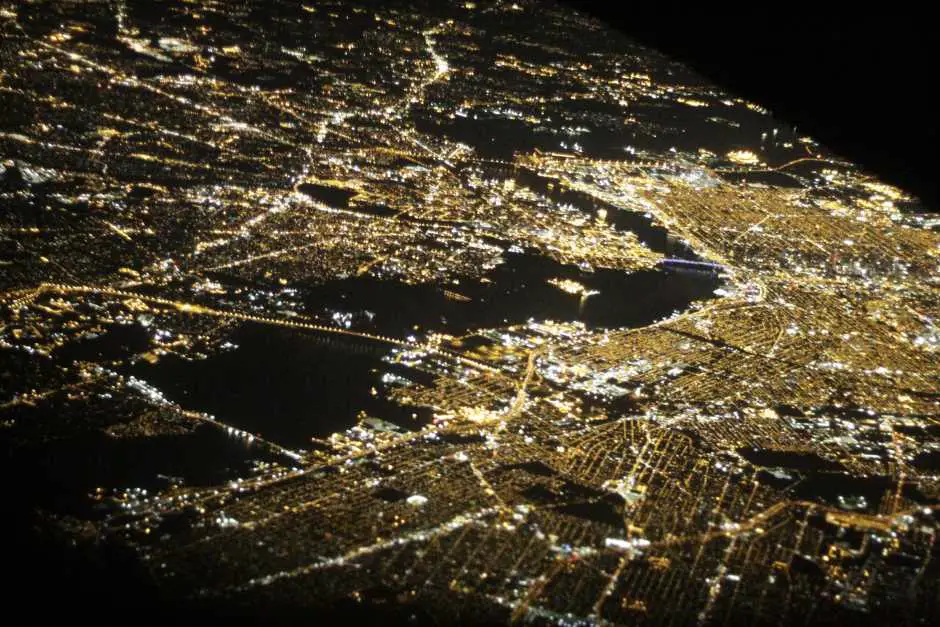 Sightseeing flight over Manhattan at night