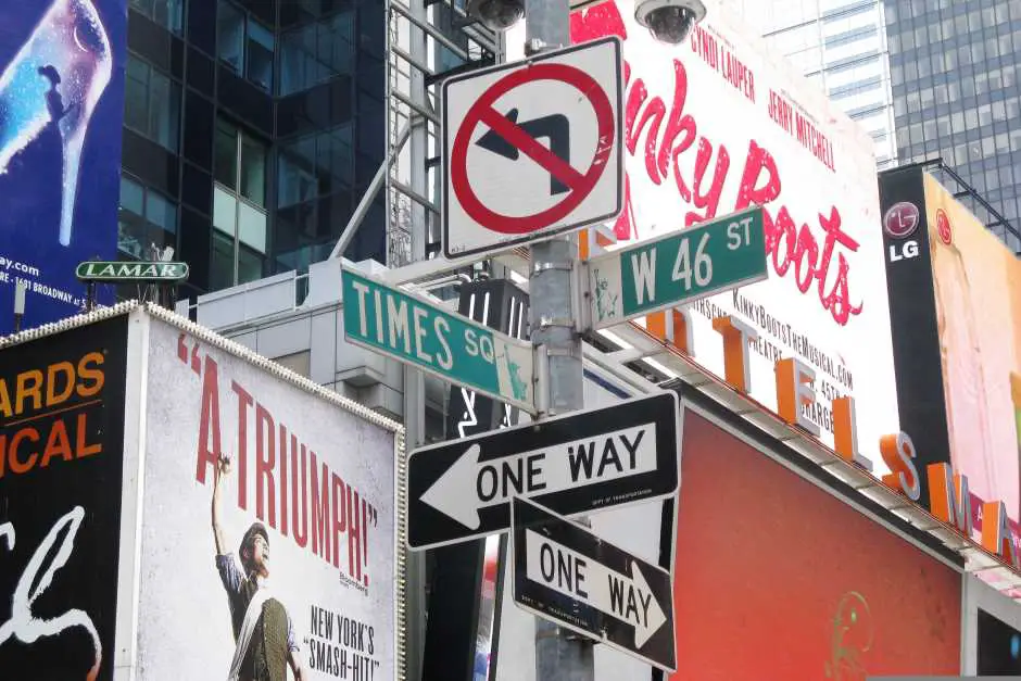 Signs in Times Square NY