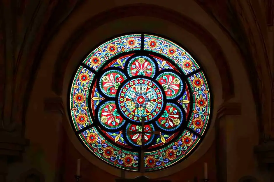 Beautiful stained glass windows in the collegiate church