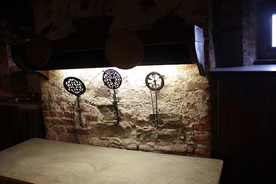 Medieval kitchen utensils at Lockenhaus Castle