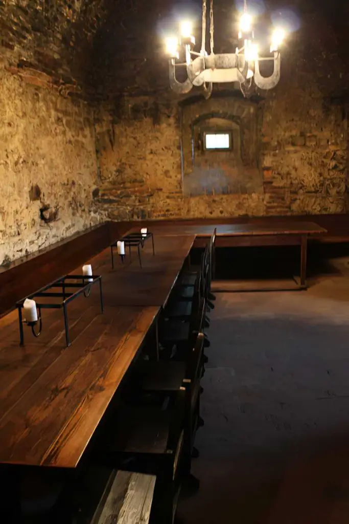 Our table in the Knights' Hall of Lockenhaus Castle