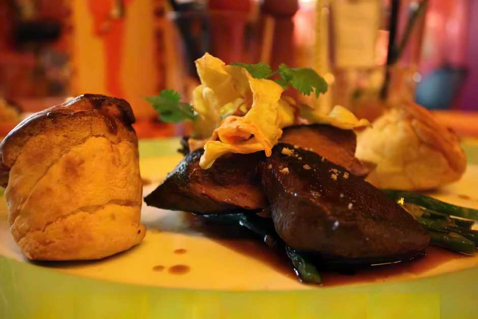 Healthy and tasty: ostrich steak with Yorkshire pudding