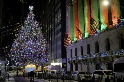 Christmas New York City an der Wall Street