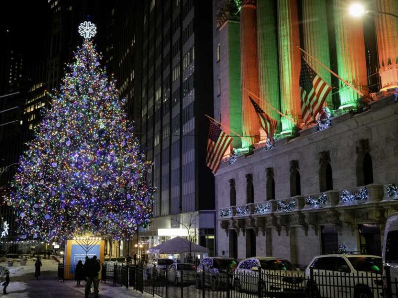 Christmas New York City on Wall Street