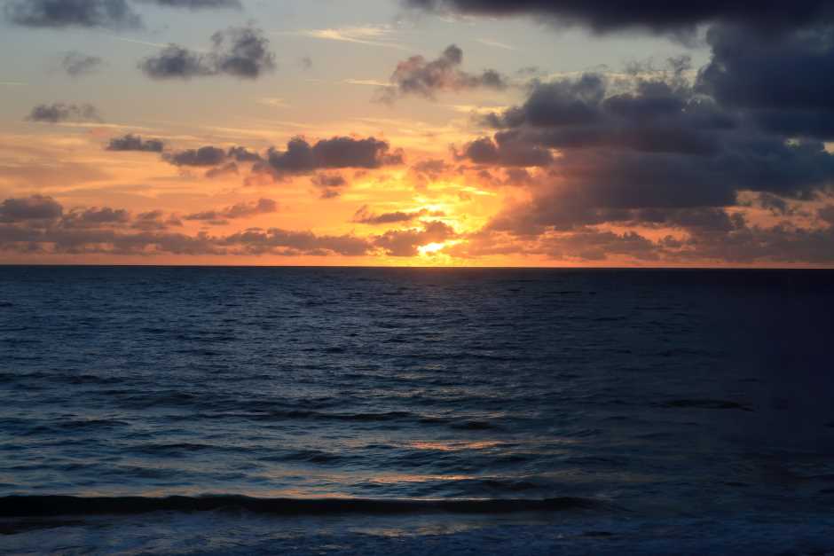 Hotels on the beach offer sunrise views