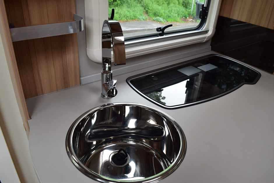 Motorhome kitchen for making coffee in the camper