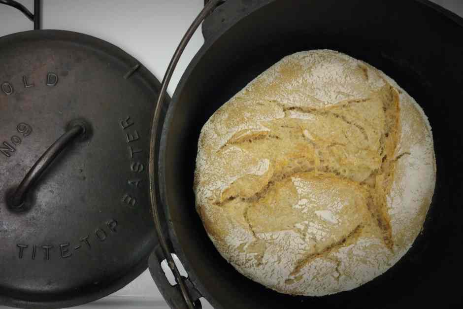 Sourdough bread in a cast iron pot